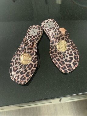 DV by Dolce Vita Leopard Print Thong Sandals with Gold Accent